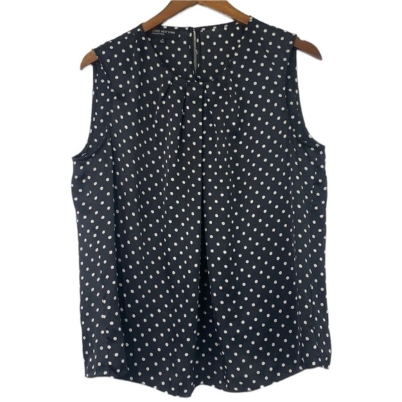 Jones New York Polka Dot Silky Sleeveless Blouse-Black/White Sz 14 - Picture 1 of 8